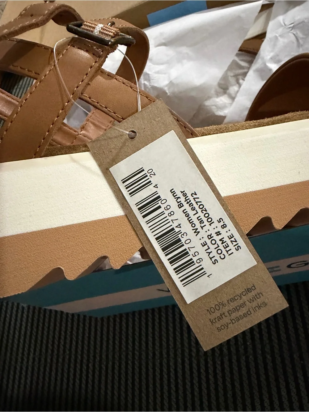 TOMS Women’s Tan Leather Slingback Platform Sandals